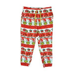 The Grinch Women's Dr. Seuss and Max Red Velour Pajama Joggers Pants Sz L(12-14)